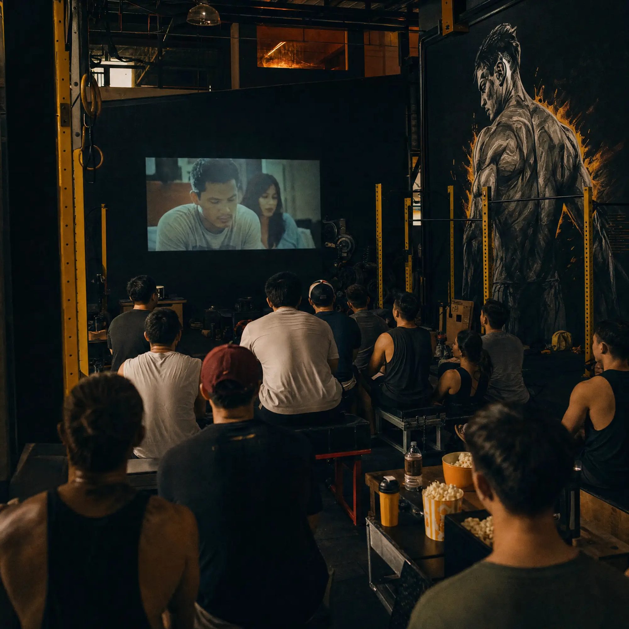 Movie night at the gym